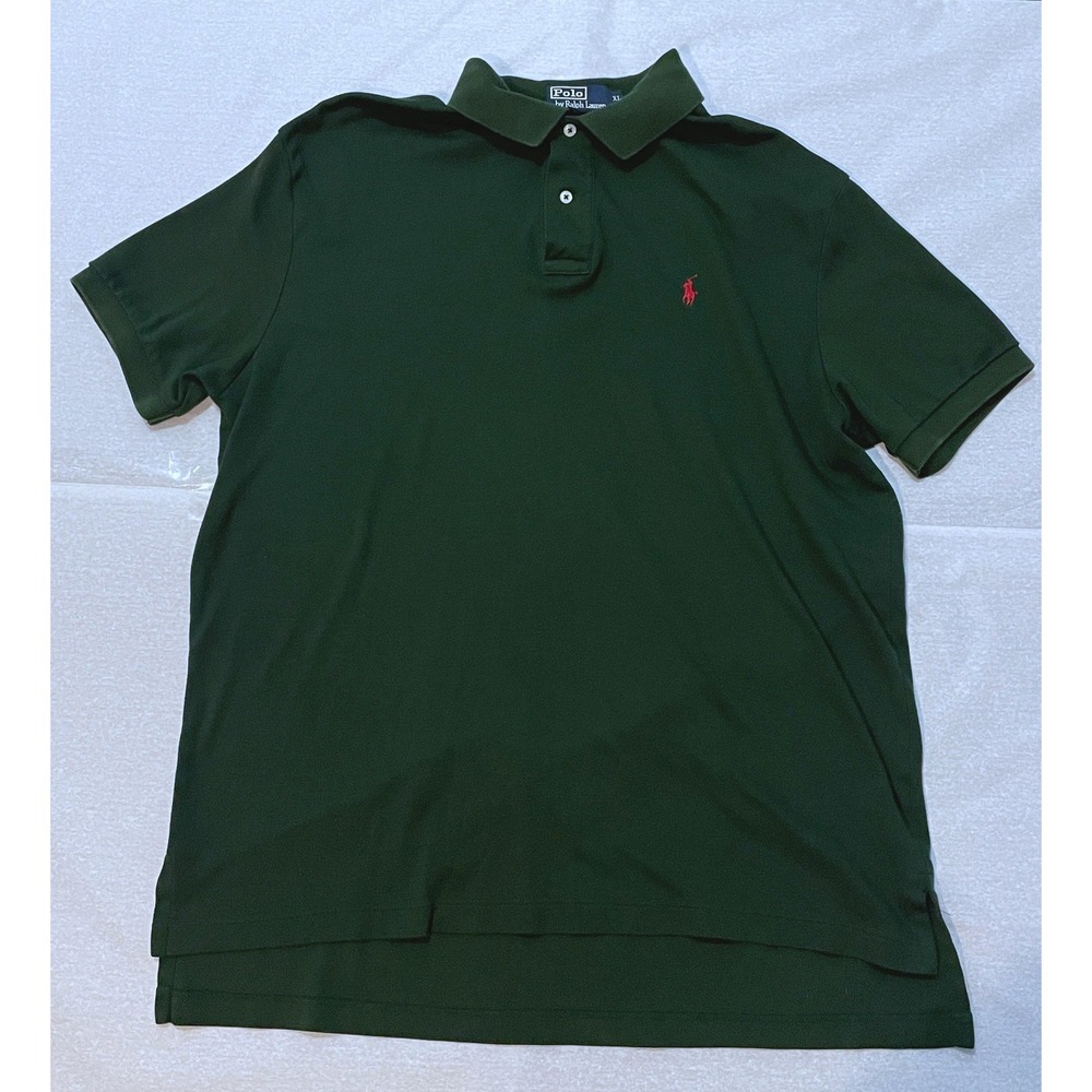 Ralph Lauren Green Cotton Polo Red Pony Mens Shirt XL